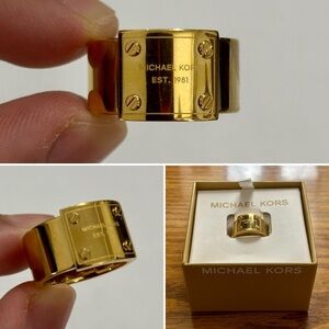 Michael Kors Stainless Steel Gold Plaque Size 8